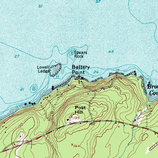 Topographic Map of Battery Point, ME