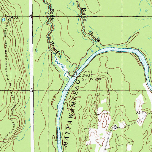 Topographic Map of Battle Brook, ME