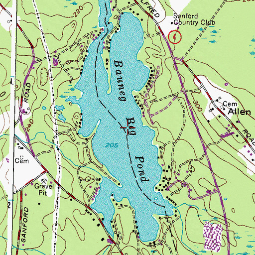 Topographic Map of Bauneg Beg Pond, ME