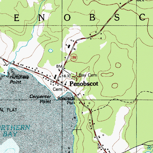 Topographic Map of Bay Cemetery, ME