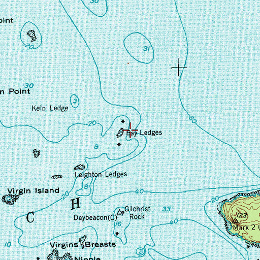 Topographic Map of Bay Ledges, ME