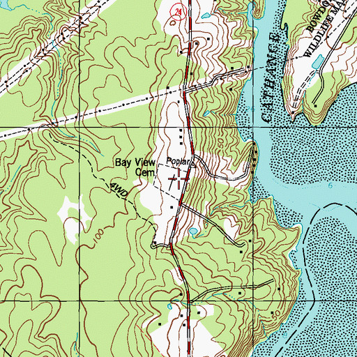 Topographic Map of Bay View Cemetery, ME