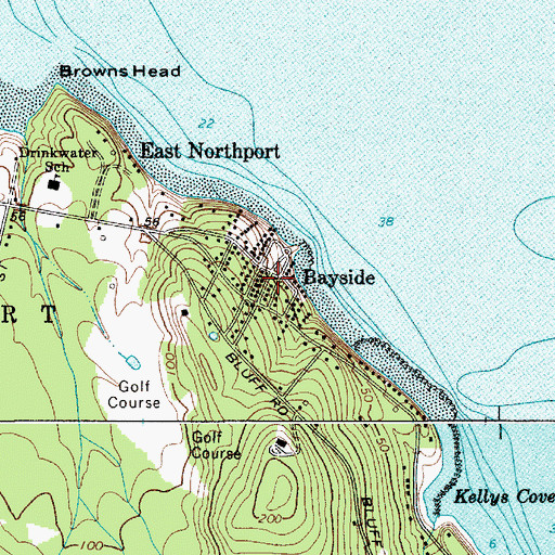Topographic Map of Bayside, ME