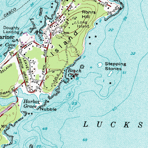 Topographic Map of Beach Cove, ME