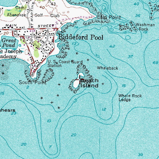 Topographic Map of Beach Island, ME