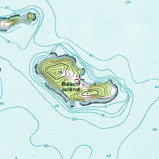 Topographic Map of Beach Island, ME
