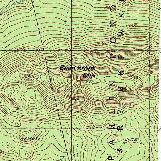 Topographic Map of Bean Brook Mountain, ME