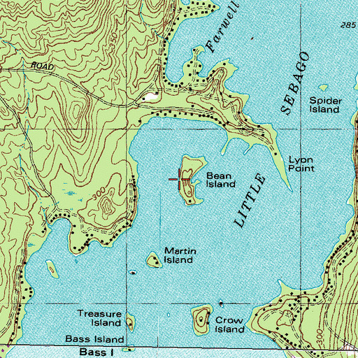 Topographic Map of Bean Island, ME