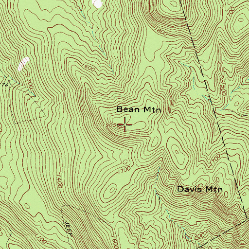 Topographic Map of Bean Mountain, ME