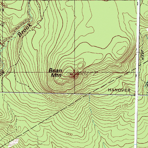 Topographic Map of Bean Mountain, ME