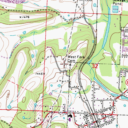 Topographic Map of West Fork Cemetery, AR
