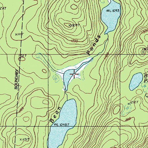 Topographic Map of Bean Ponds, ME