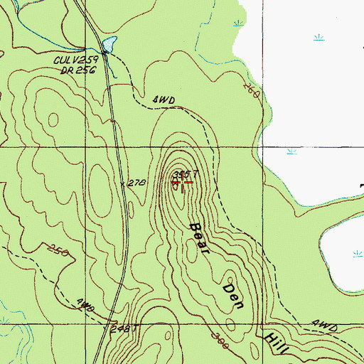 Topographic Map of Bear Den Hill, ME