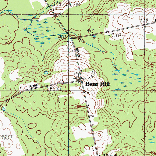 Topographic Map of Bear Hill School, ME