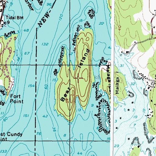 Topographic Map of Bear Island, ME