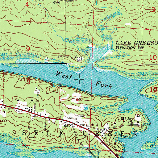 Topographic Map of West Fork Lake Greeson, AR