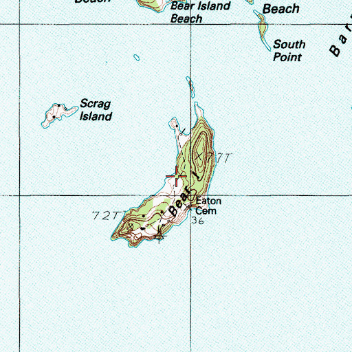 Topographic Map of Bear Island, ME