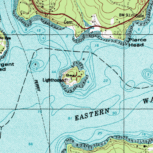 Topographic Map of Bear Island, ME