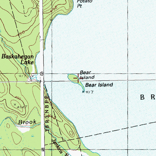 Topographic Map of Bear Island, ME