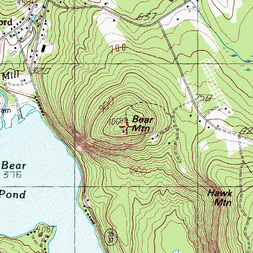 Topographic Map of Bear Mountain, ME