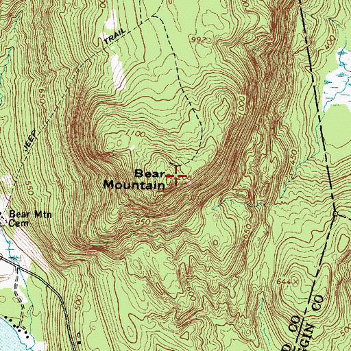 Topographic Map of Bear Mountain, ME