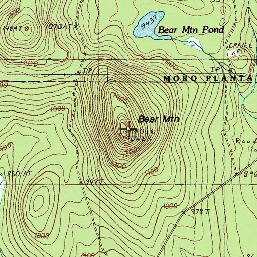 Topographic Map of Bear Mountain, ME
