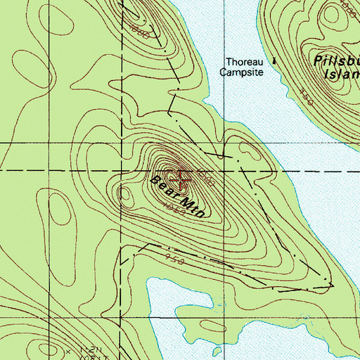 Topographic Map of Bear Mountain, ME