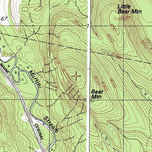 Topographic Map of Bear Mountain, ME