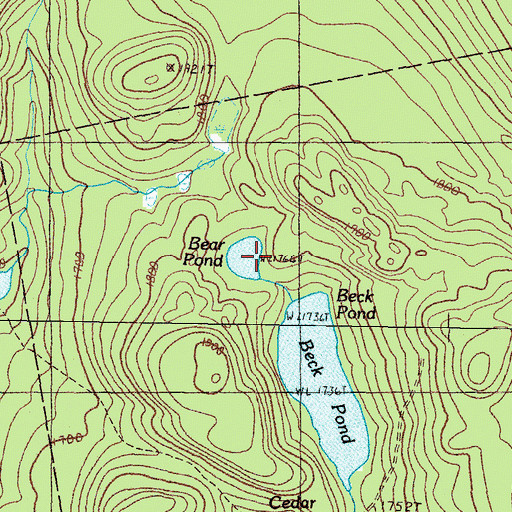 Topographic Map of Bear Pond, ME