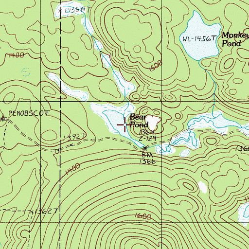 Topographic Map of Bear Pond, ME