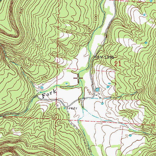Topographic Map of West Fork Terrapin Creek, AR