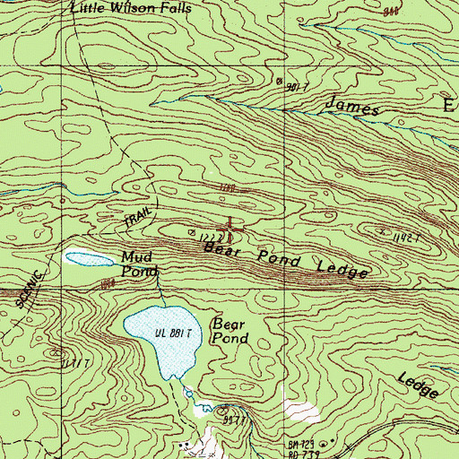 Topographic Map of Bear Pond Ledge, ME