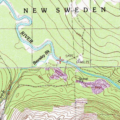 Topographic Map of Bearsley Brook, ME