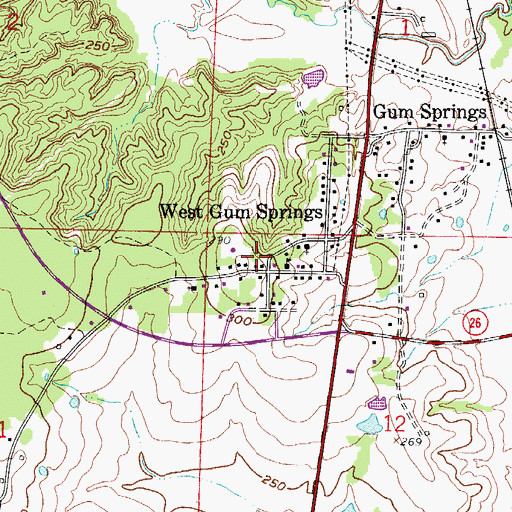 Topographic Map of West Gum Springs, AR