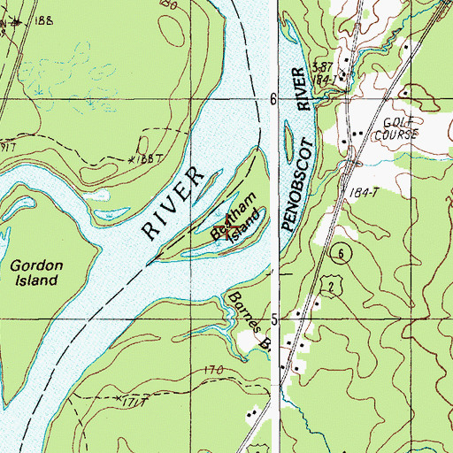Topographic Map of Beatham Island, ME