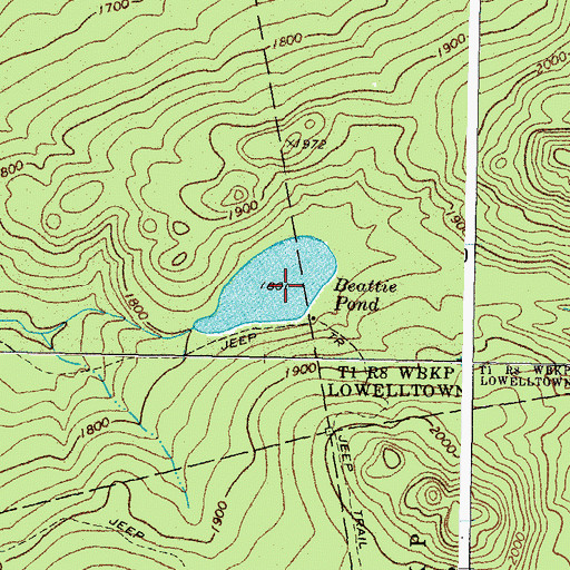 Topographic Map of Beattie Pond, ME