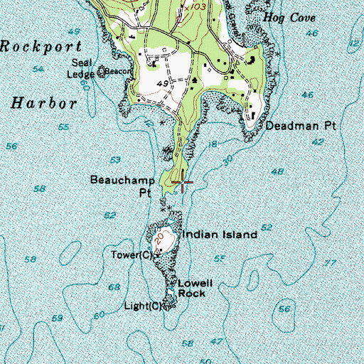 Topographic Map of Beauchamp Point, ME