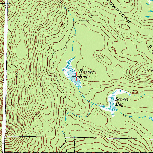 Topographic Map of Beaver Bog, ME