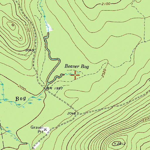 Topographic Map of Beaver Bog, ME