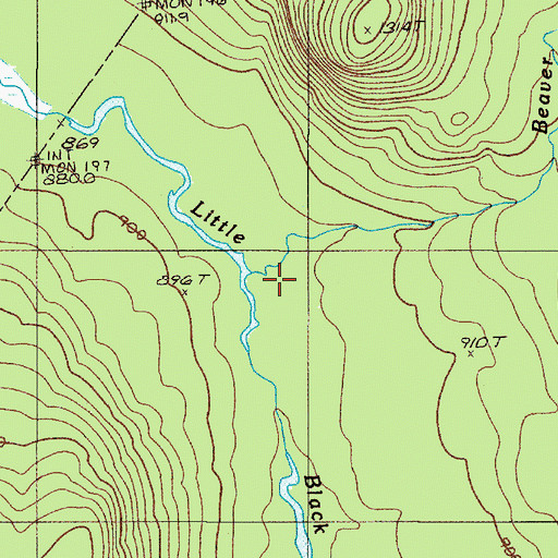 Topographic Map of Beaver Branch, ME