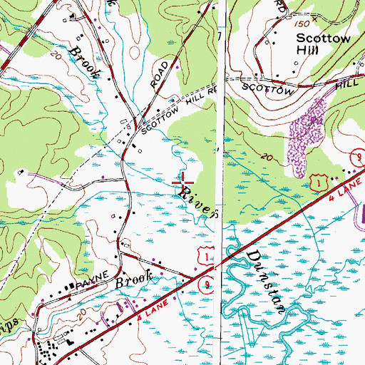 Topographic Map of Beaver Brook, ME