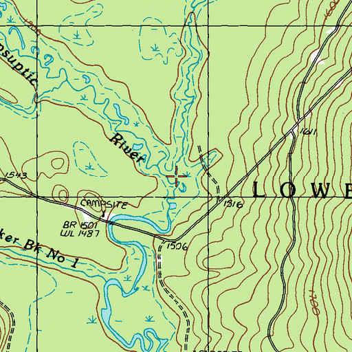 Topographic Map of Beaver Brook, ME
