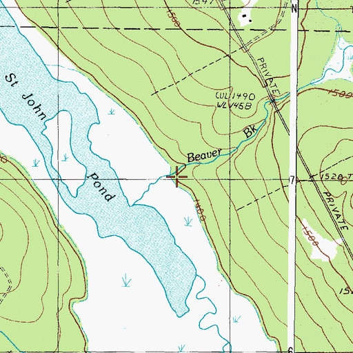 Topographic Map of Beaver Brook, ME