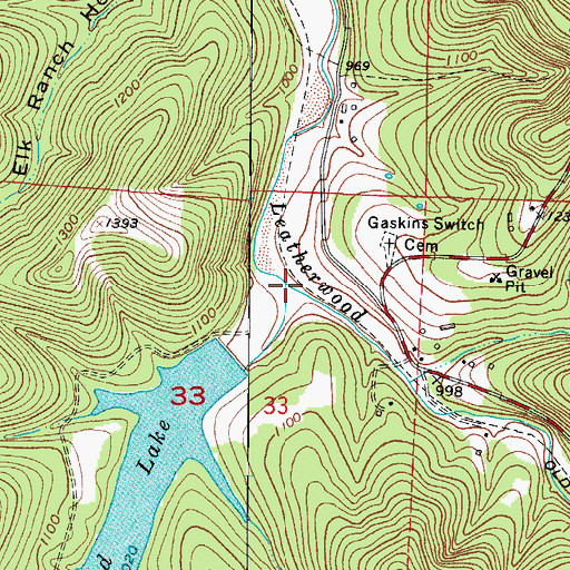Topographic Map of West Leatherwood Creek, AR