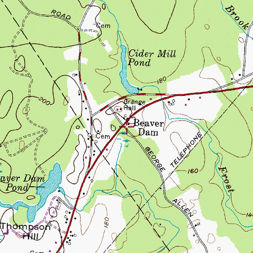 Topographic Map of Beaver Dam, ME