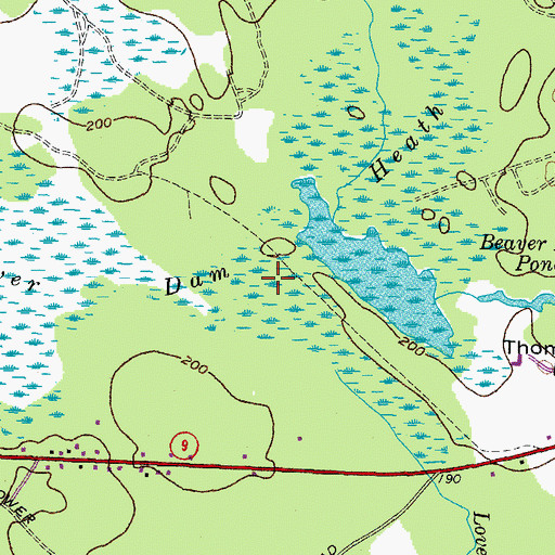 Topographic Map of Beaver Dam Heath, ME