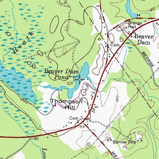 Topographic Map of Beaver Dam Pond, ME