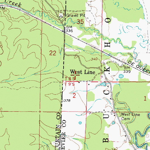 Topographic Map of West Line, AR