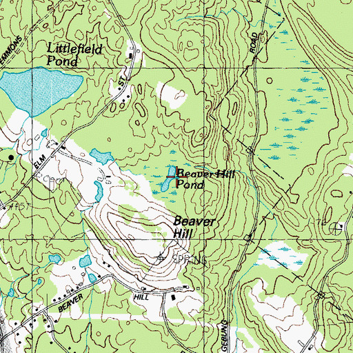Topographic Map of Beaver Hill Pond, ME