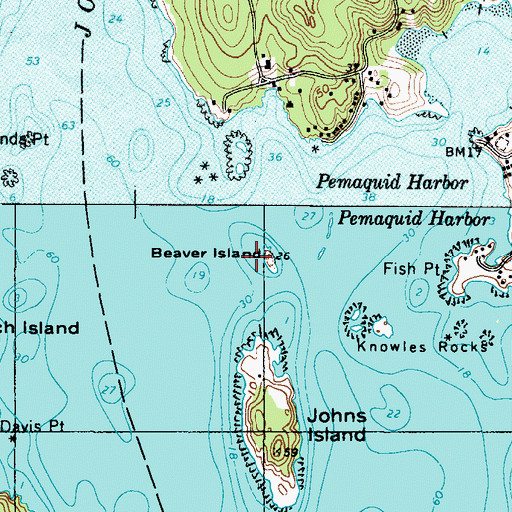 Topographic Map of Beaver Island, ME